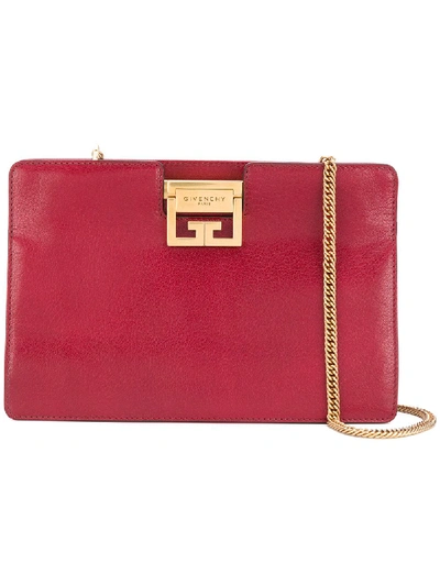 Givenchy Flat Grained Evening Clutch In Red