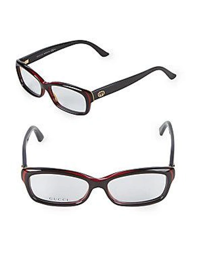 Gucci 52mm Rectangular Optical Glasses In Brown Red