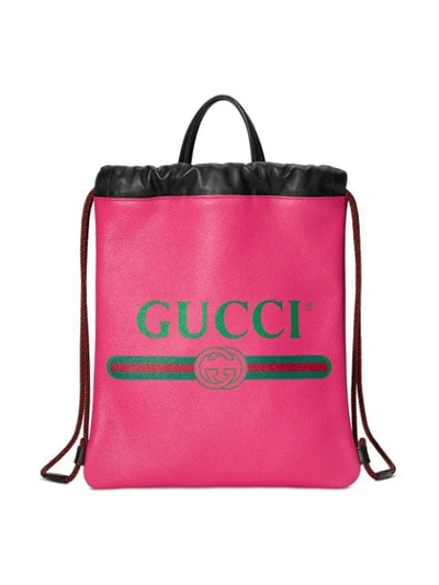 Gucci Print Small Drawstring Backpack In Pink