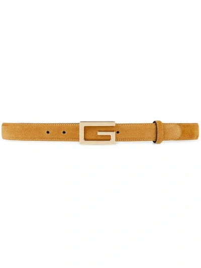 Gucci Suede Belt With G Buckle In Beige Suede