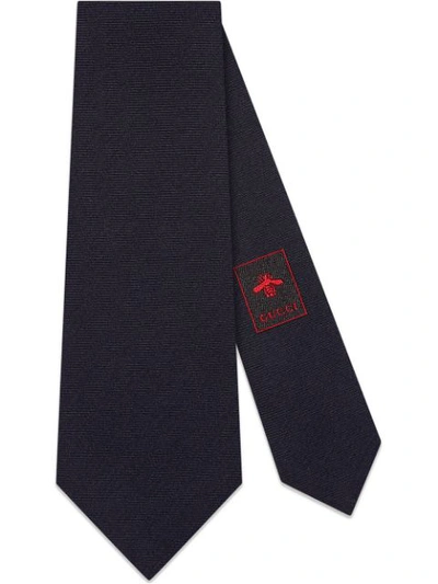 Gucci Preppy G Underknot Wool Silk Tie In Black