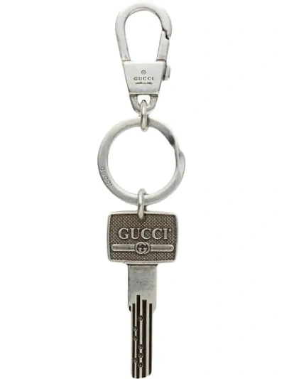 Gucci Logo Metal Key Ring In Silver