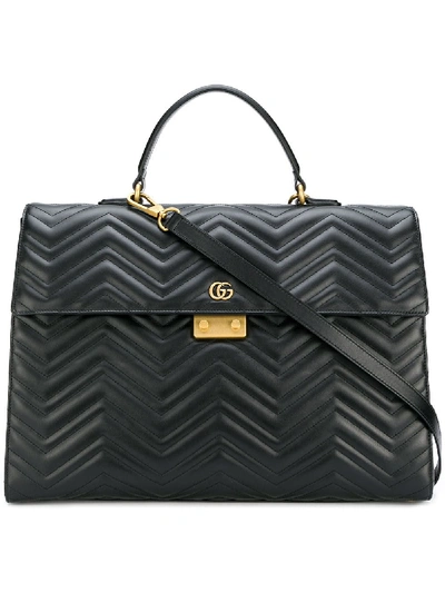 Gucci Gg Marmont Leather Briefcase In Black