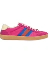 Gucci G74 Nylon Sneaker With Web In Pink
