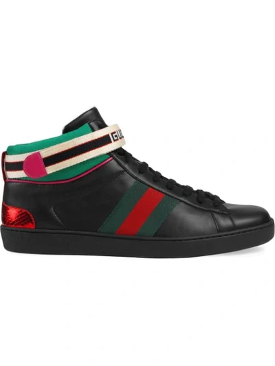 Gucci New Ace High-top Leather Trainers In Black