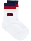 Gucci Appliquéd Striped Ribbed Cotton-blend Socks In White
