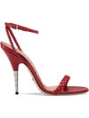 Gucci Braided Leather Sandal In Red