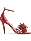 Gucci Leather Sandal With Bow In Red