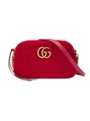 Gucci Small Gg Marmont 2.0 Matelasse Velvet Shoulder Bag - Red In Hibiscus Red/ Hibiscus Red