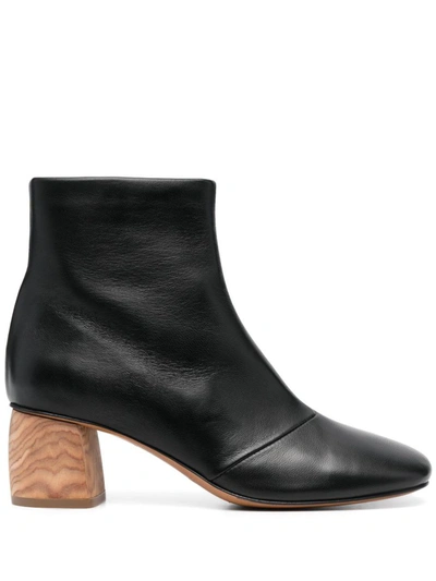 Forte Forte Chic Nappa Leather Anckle Boots Shoes In Black