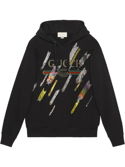 Gucci Black Embellished Cotton Sweatshirt