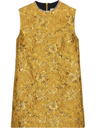 Gucci Floral Brocade Tunic Top In Yellow