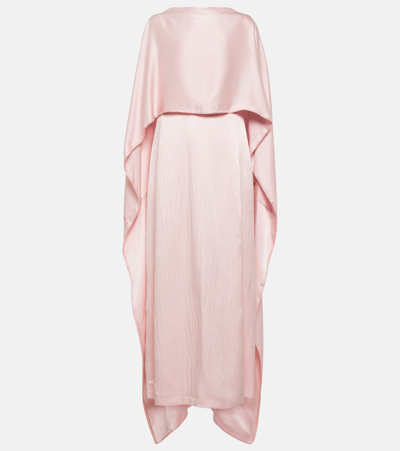 Gabriela Hearst Hunter Cape-overlay Hammered-silk Gown In Pink