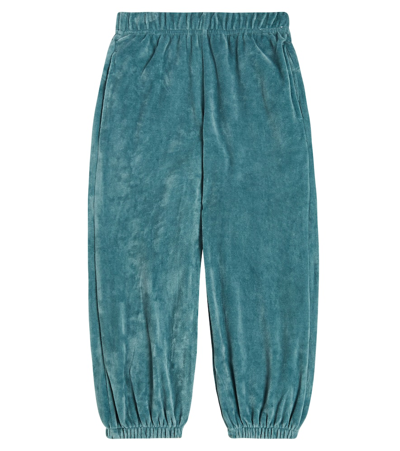 Molo Kids' Adriana Velour Track Pants In Blue