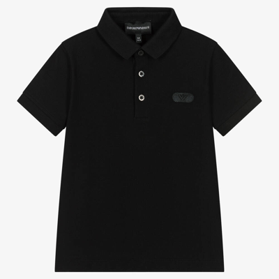 Emporio Armani Kids' Boys Black Cotton Polo Shirt