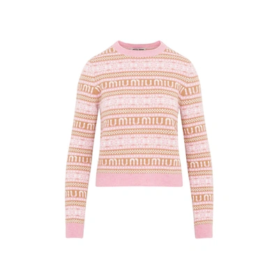 Miu Miu Virgin Wool Sweater In Pink &amp; Purple