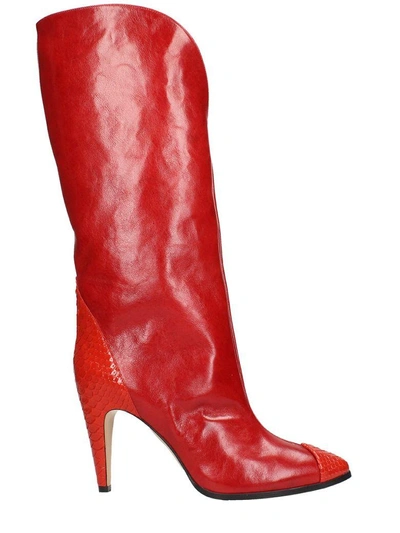 Givenchy Glossed-leather Western Boots In Red