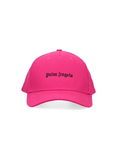 Palm Angels Logo Cotton Baseball Cap In Purple