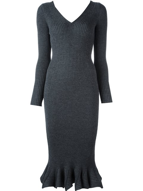 Lanvin Ribbed Knit Frill Dress | ModeSens