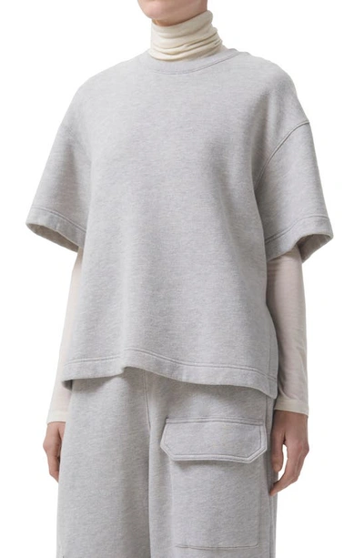 Agolde Women's Ash Cotton Terry Short-sleeve Sweatshirt In Heather Grey
