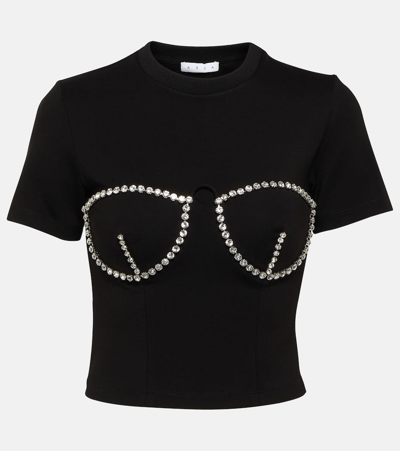 Area Embellished Crop Top In Black