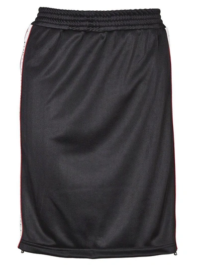 Forte Couture Logo Stripe Skirt In Black-white-red