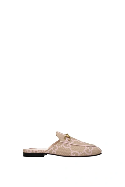 Gucci Slippers And Clogs Princetown Fabric Beige Soft Pink