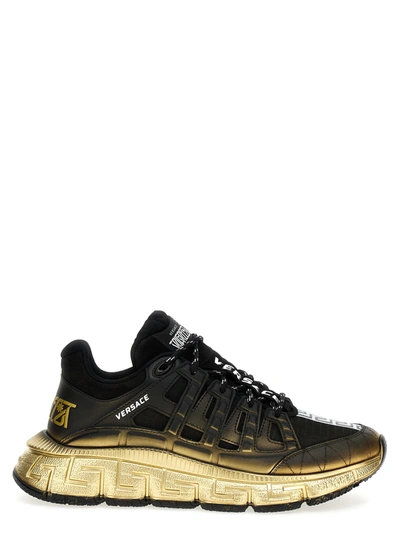 Versace Trigreca Sneakers Black In Gold