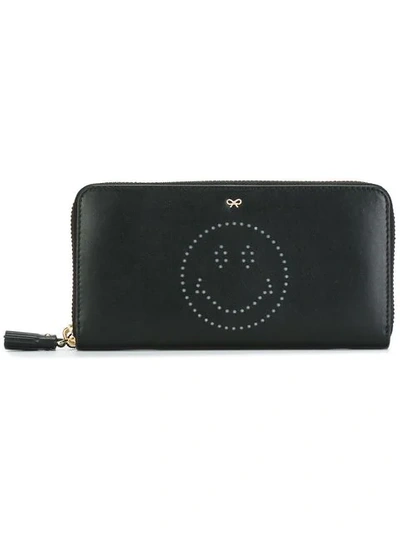 Anya Hindmarch 'smiley' Zip Around Wallet In Black