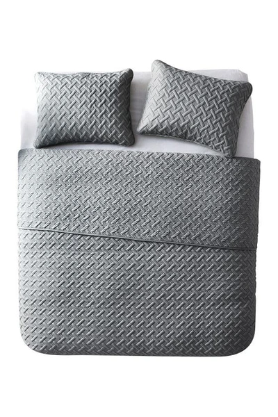 Vcny Home Nina Embossed Basketweave Quilt Set In Grey