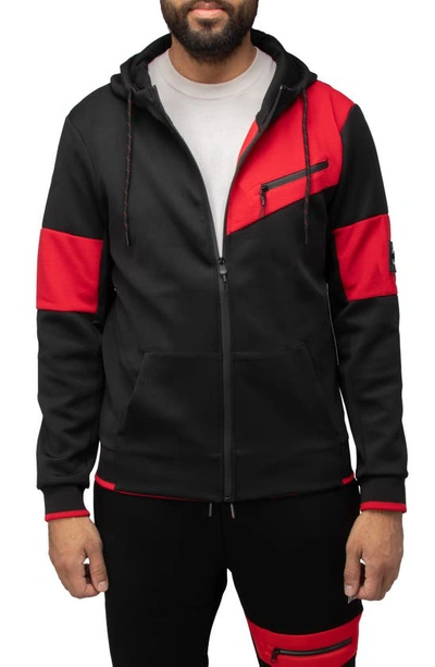 X-ray Colorblock Zip Front Hoodie In Black/ Red