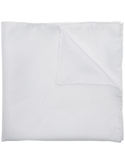 Lanvin Plain Silk Pocket Square In White