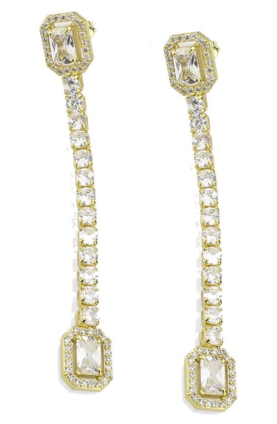 Covet Cz Linear Drop Earrings In Gold