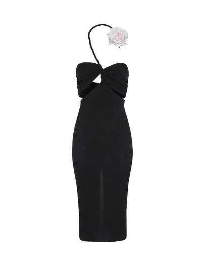 Magda Butrym Asymmetrical Cutout Midi Dress In Black