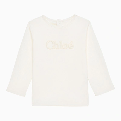 Chloé Babies' Logo Detail White T-shirt 6-9-12-18 M