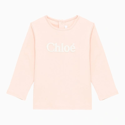 Chloé Babies' Logo Detail Pink T-shirt 6-9-12-18 M