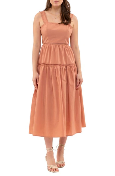 Blu Pepper Ladder Cutout Tie Back Dress In Sienna
