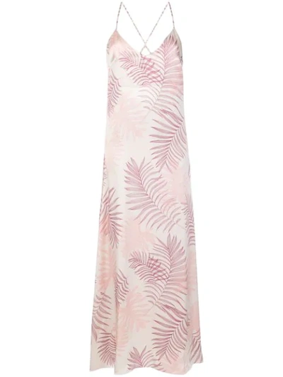 Gilda & Pearl Kew Fern-print Satin Cami Dress In Pink