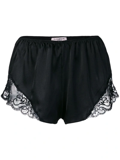 Gilda & Pearl Rita Lace-trimmed Satin Shorts In Black