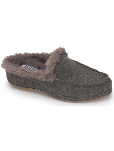 Kenneth Cole Reaction Glam 2.0 Womens Faux Fur Slip On Mules In Grey