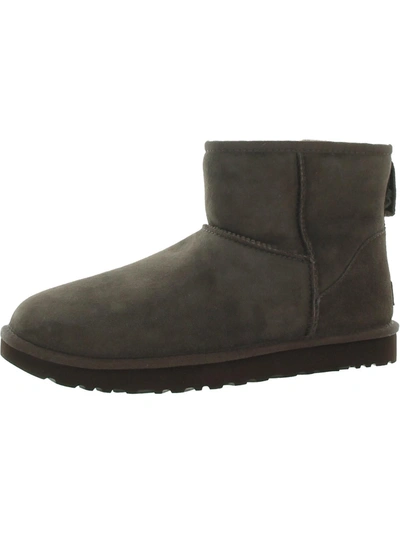Ugg Classic Mini Ii Womens Suede Cold Weather Shearling Boots In Chocolate