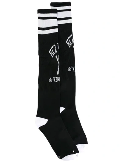 Ktz Logo Print Knitted Socks In Black