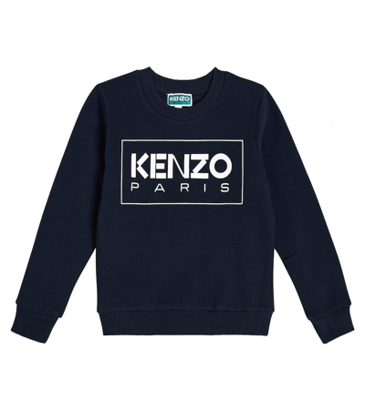 Kenzo Kids' Logo Cotton Sweatshirt In Blue