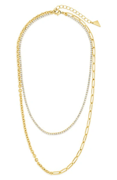 Sterling Forever Collins Cubic Zirconia Layered Chain Necklace In Gold