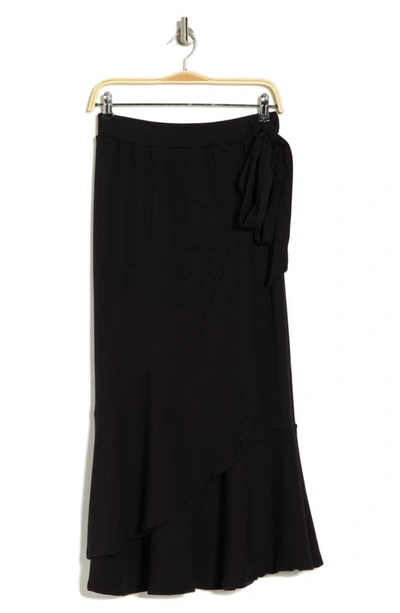 Go Couture Faux Wrap Midi Skirt In Black