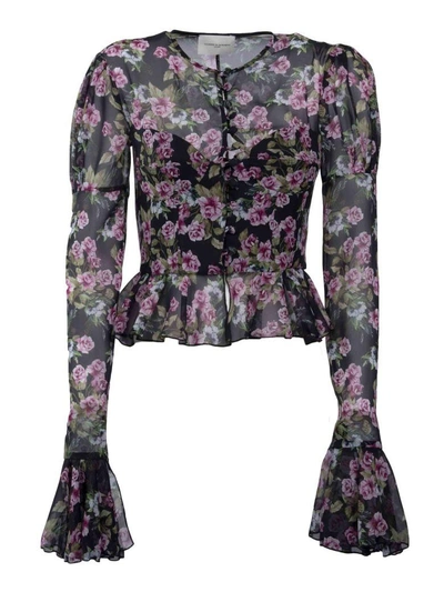 Giuseppe Di Morabito Floral Fitted Blouse In Black Black