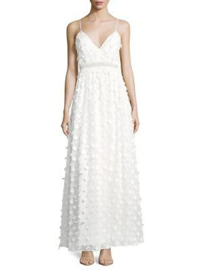 Nicole Miller 3d Floral Gown In Ivory