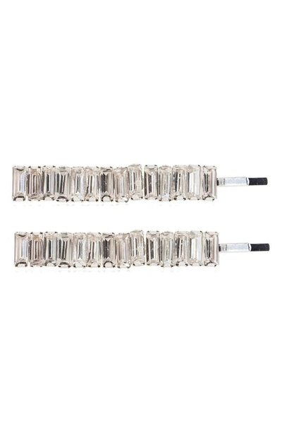 Brides And Hairpins Alissa Set Of 2 Crystal Bobby Pins In Silver