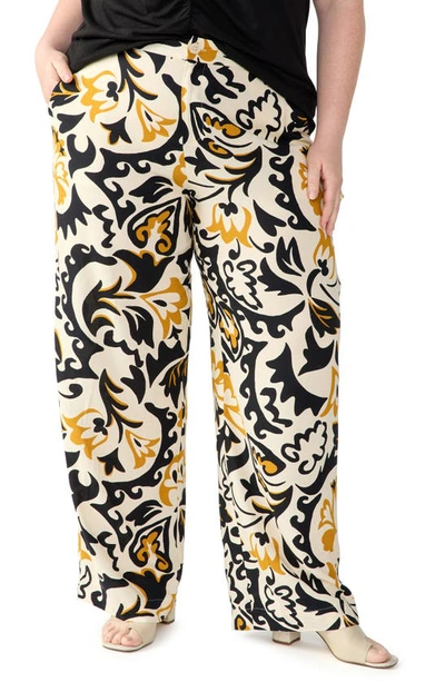Sanctuary Print Wide Leg Trousers In Golden Hou