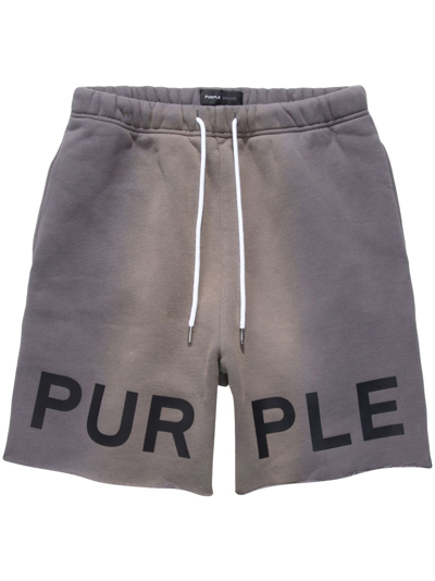 Purple Brand Raw Edge Fleece Shorts In Charcoal